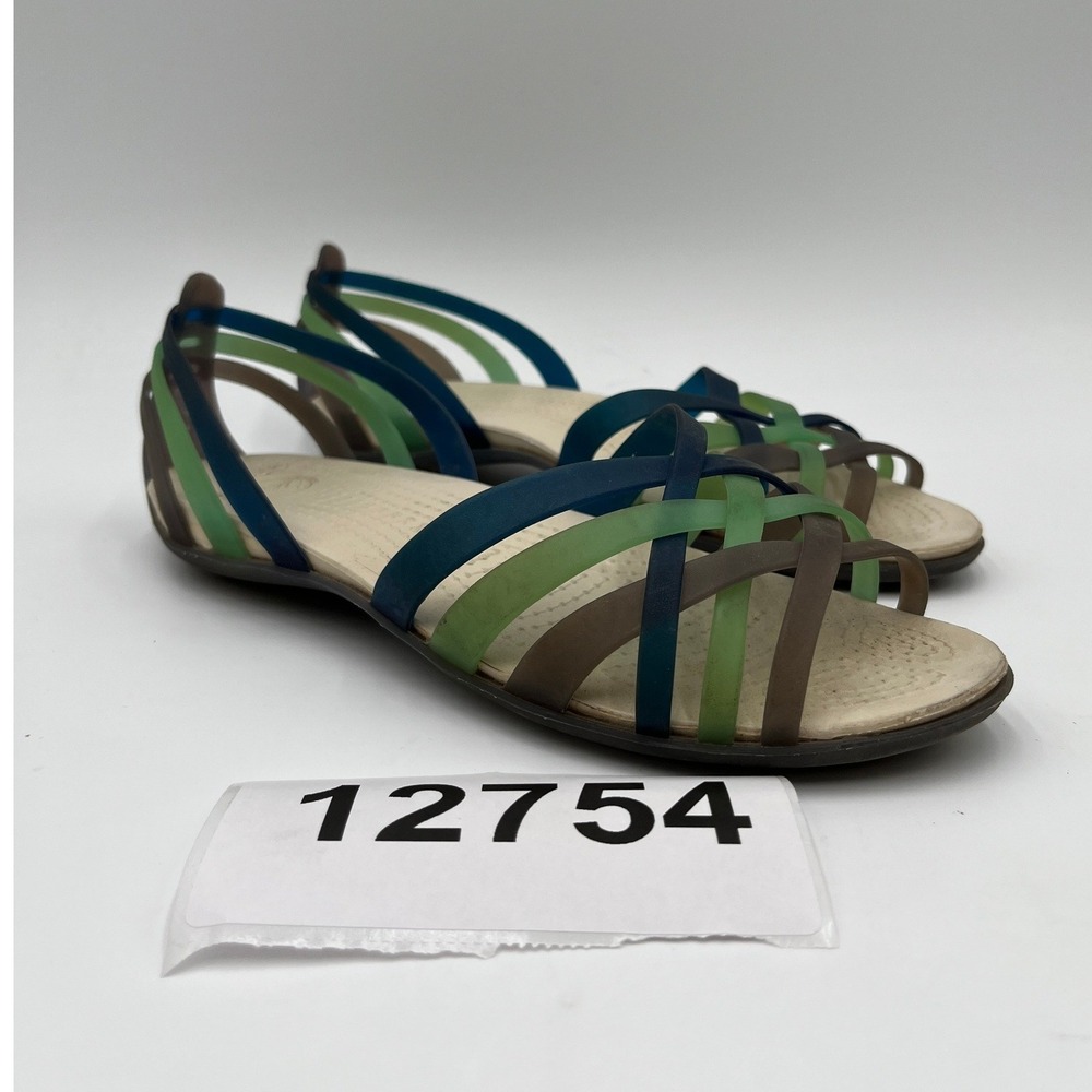 Crocs 14121 Huarache Strappy Sandal Womens 8 Multicolor Jellies Open Toe Beach